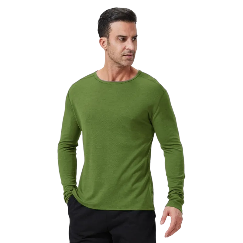 Men's Merino Wool Quick-Drying Hiking Warm Long-Sleeved Underwear Sports ski Base Layer top