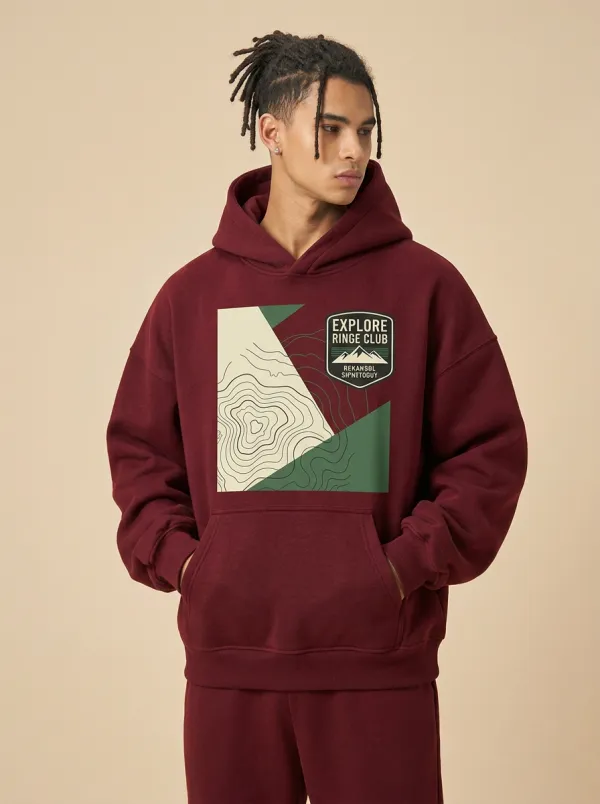 Men's Ridge Mountain Explorer Topographic Graphic Hoodie