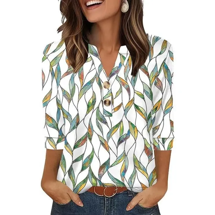 WIHOLL Womens Tops 3/4 Sleeve Heley Shirts
