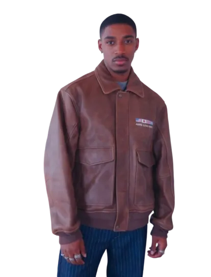 Men's solid color sporty windproof leather jacket