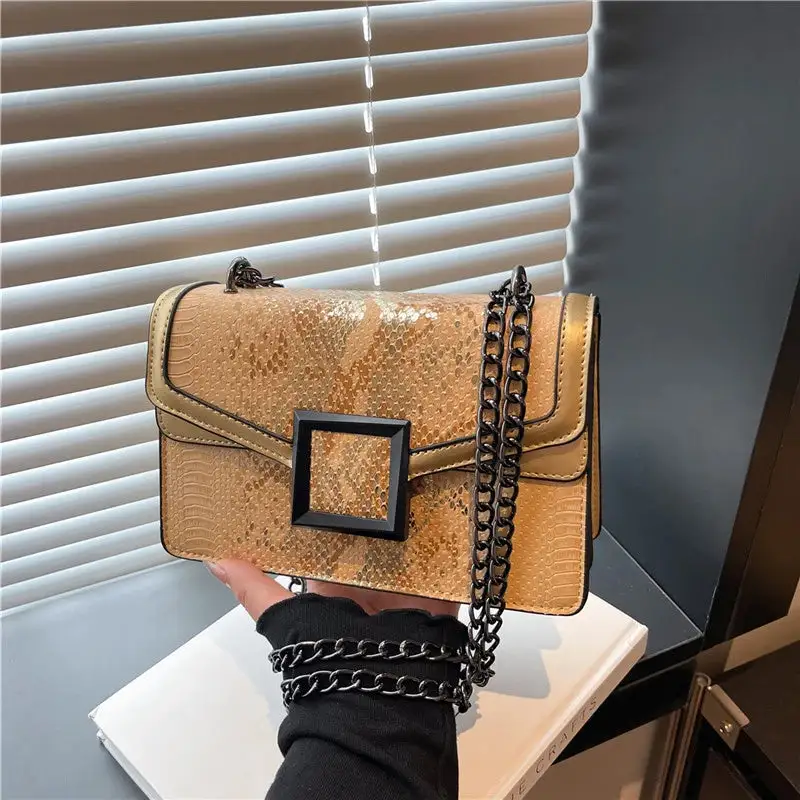 Chain Strap Zip-Top Shoulder Bag