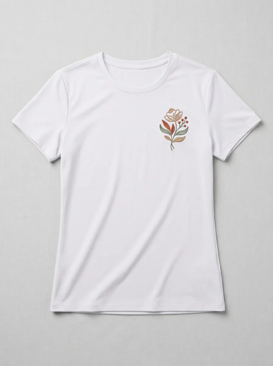 Women's Botanical Embroidered Classic Crewneck T-Shirt