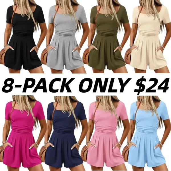 Women's Casual Short Sleeve Knit Romper