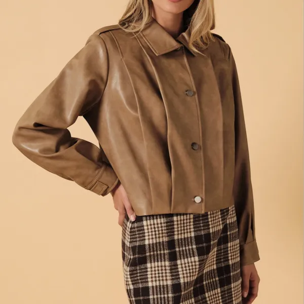 Pleated Leather Jacket