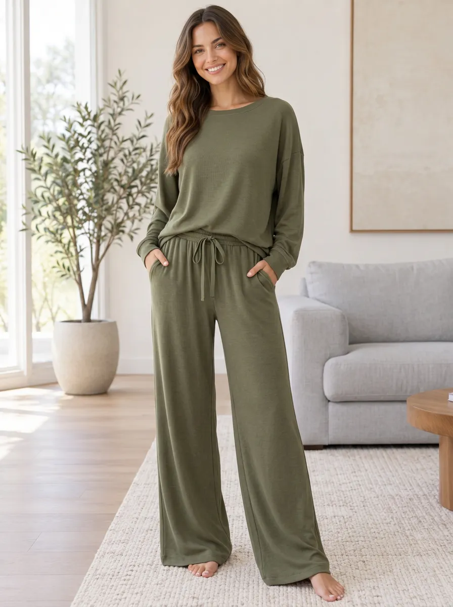 Everyday Loungewear Women's Wide Leg Homewear Set