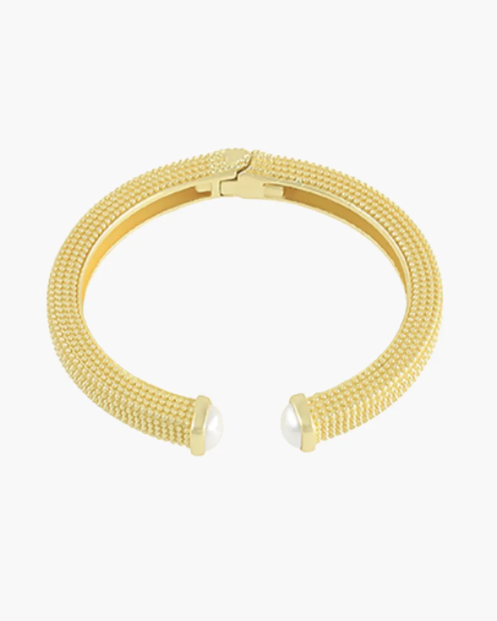 Textured Metal & Pearl Cuff Bracelet