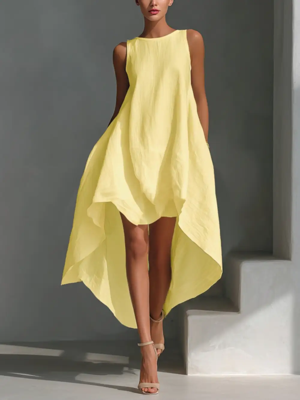 Gathered Detail Sleeveless Dress