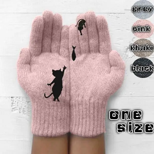 Women'S Wool Warm Winter Print Gloves 00594876C