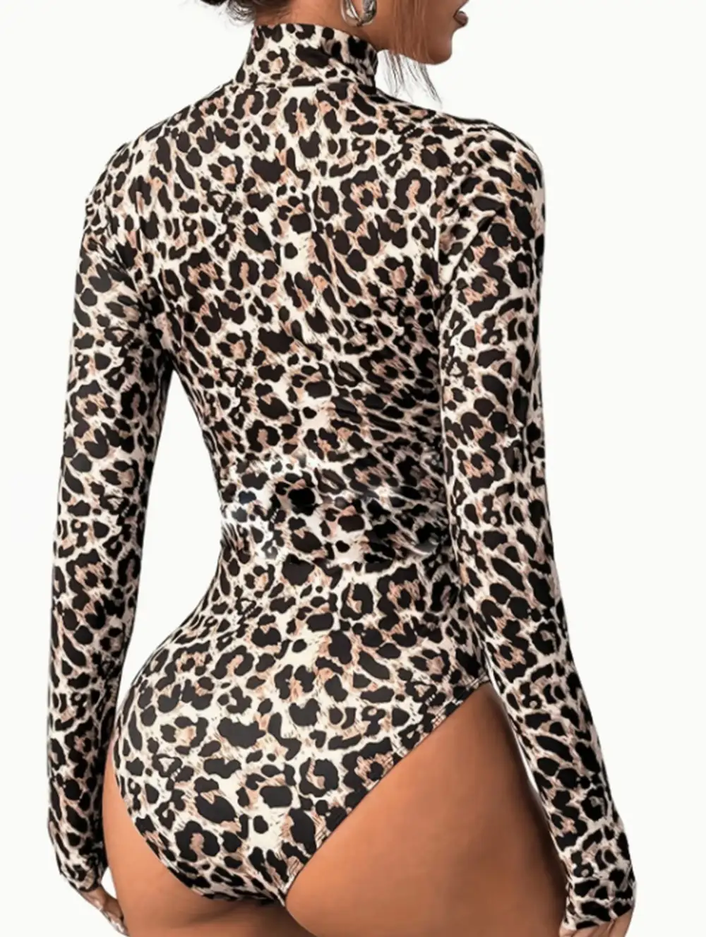 Leopard Print High Neck Bodysuit