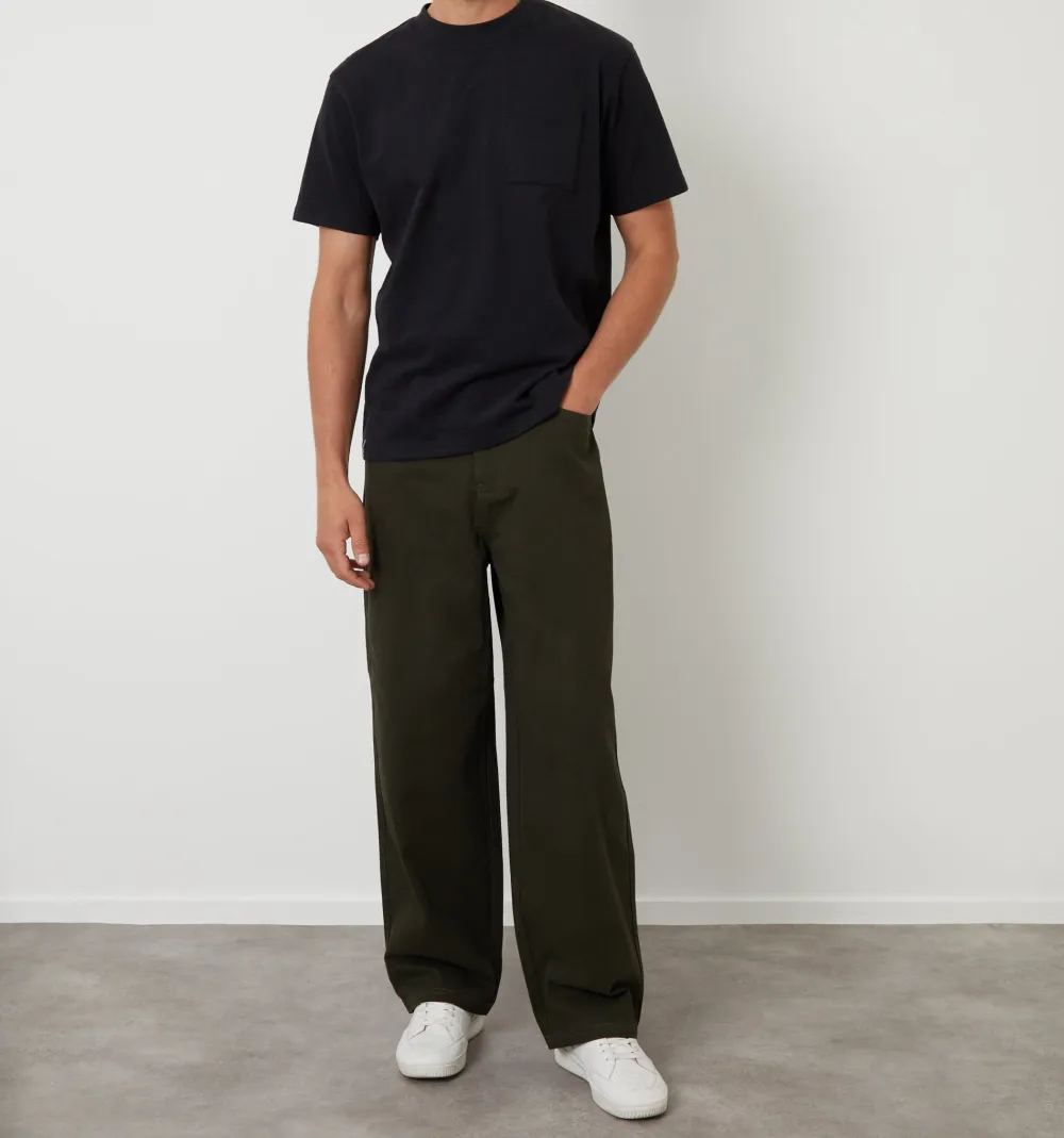Men's Forest Green Baggy-Fit 5 Pocket Chino Pants