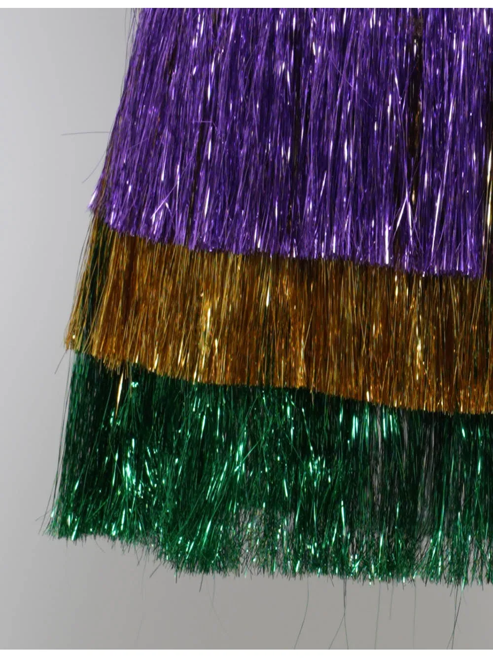 Mardi Gras Fringe Tinsel Elastic Waist Mini Skirt