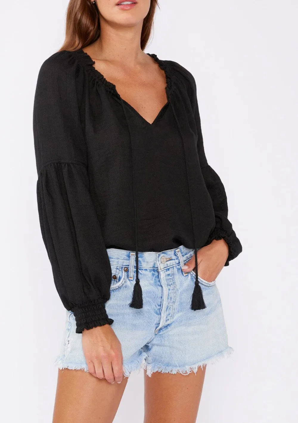 Tie Neck Long Sleeve Blouse