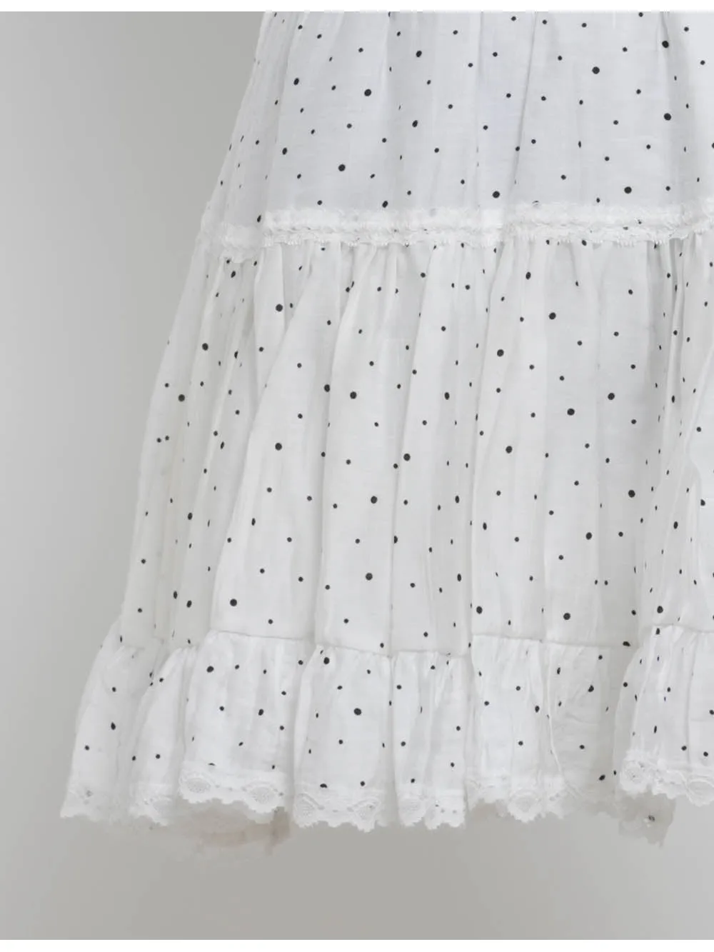Polka Dot Lace Trim Elastic Waist Mini Skirt