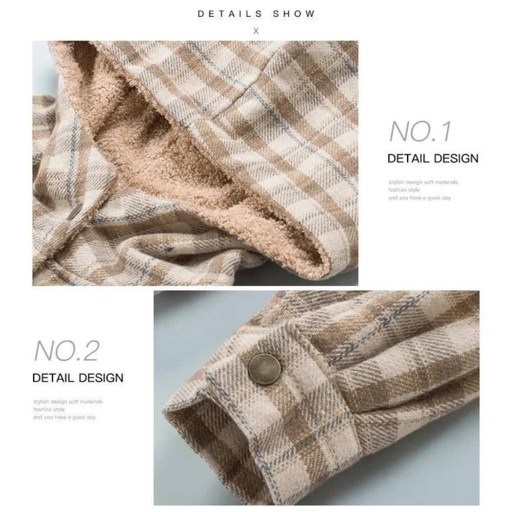 Women's Plaid Hooded Jacket: Casual Vintage Soft Fitted - Autumn/Winter