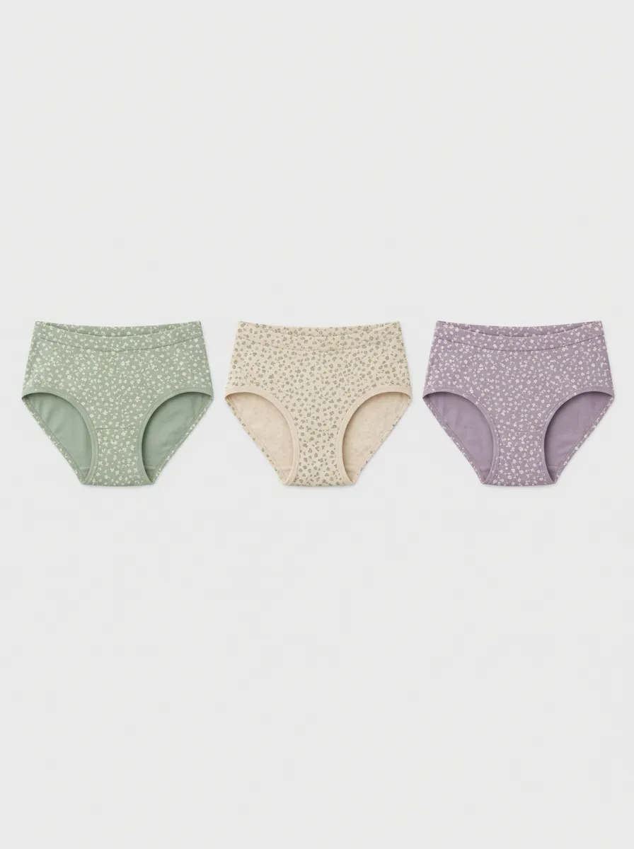 Women's Multicolor Floral Patterned Muted Tone Briefs 3-Pack