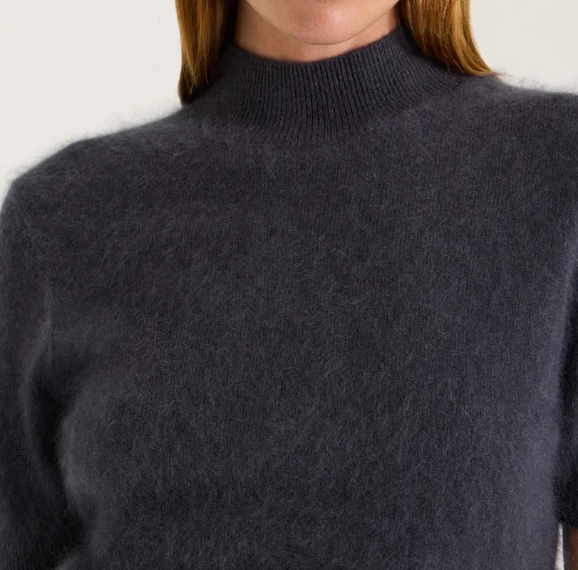 Charcoal Cropped Turtleneck Tee