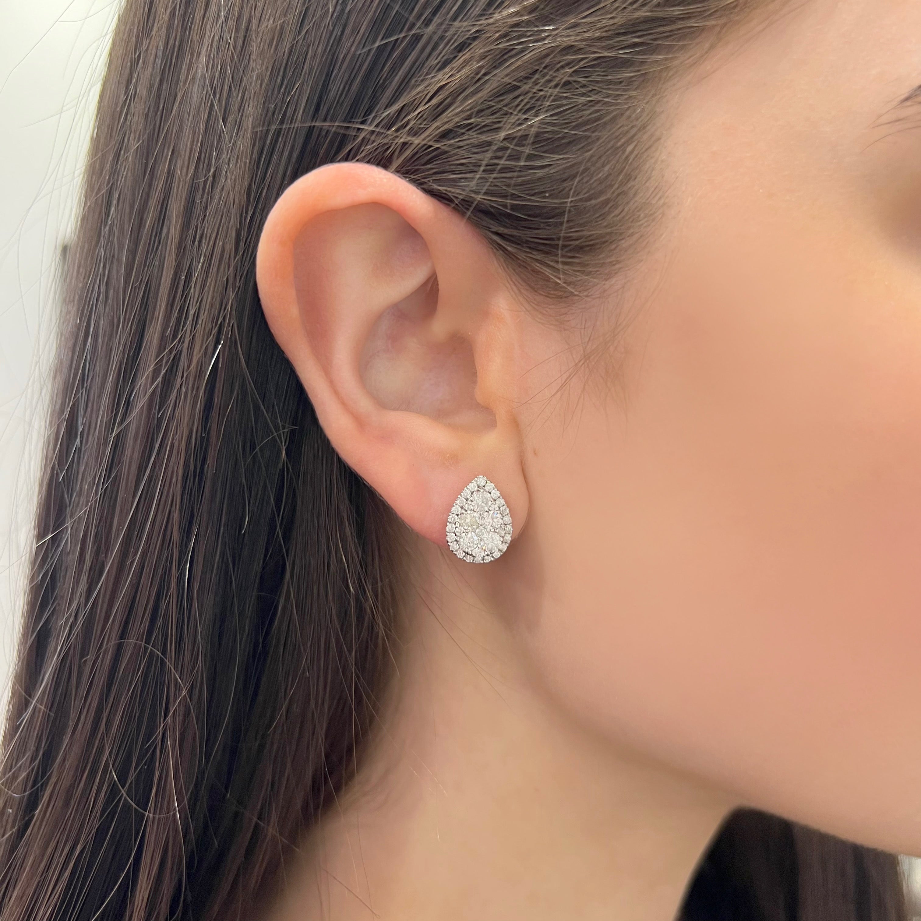Statement Pear Gem Detail Stud Earrings