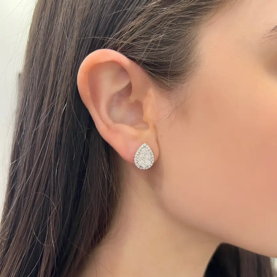 Statement Pear Gem Detail Stud Earrings