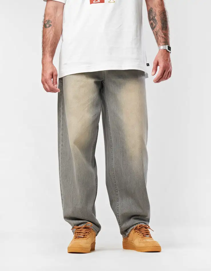 Men's Sandblasted Baggy Stretch Denim Jeans