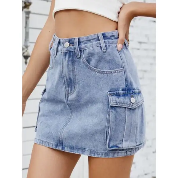 Cargo Denim Skirt
