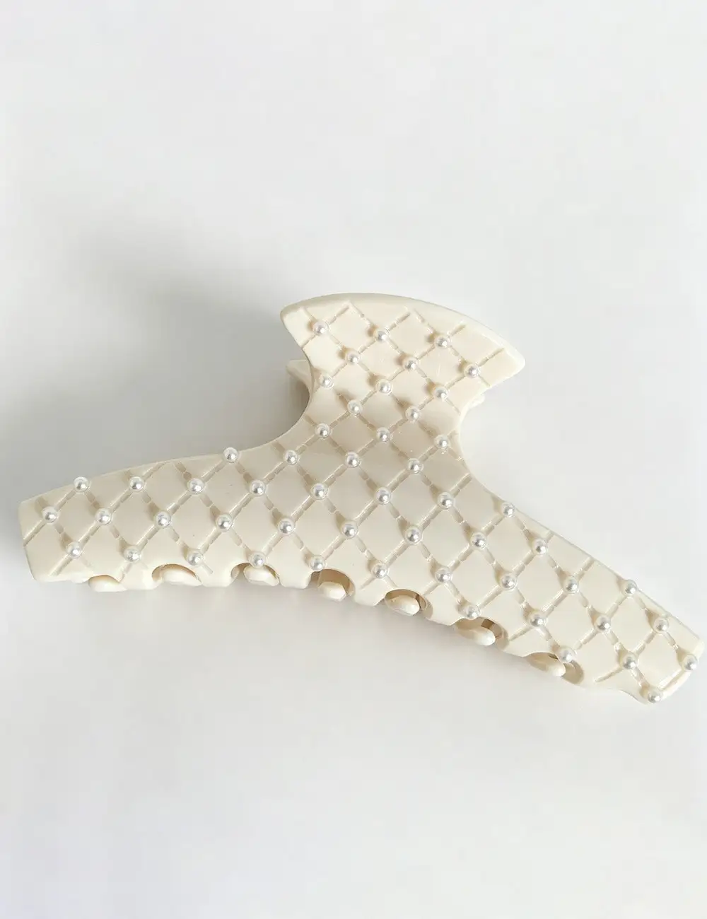Grid Texture Pearl Embellishments Hair Hair Claw Clip
