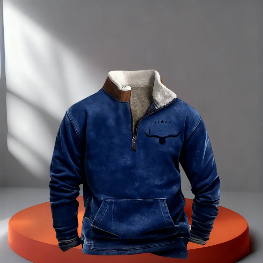 Mens Vintage Pullover 1/4 Zip Up Sweatshirt