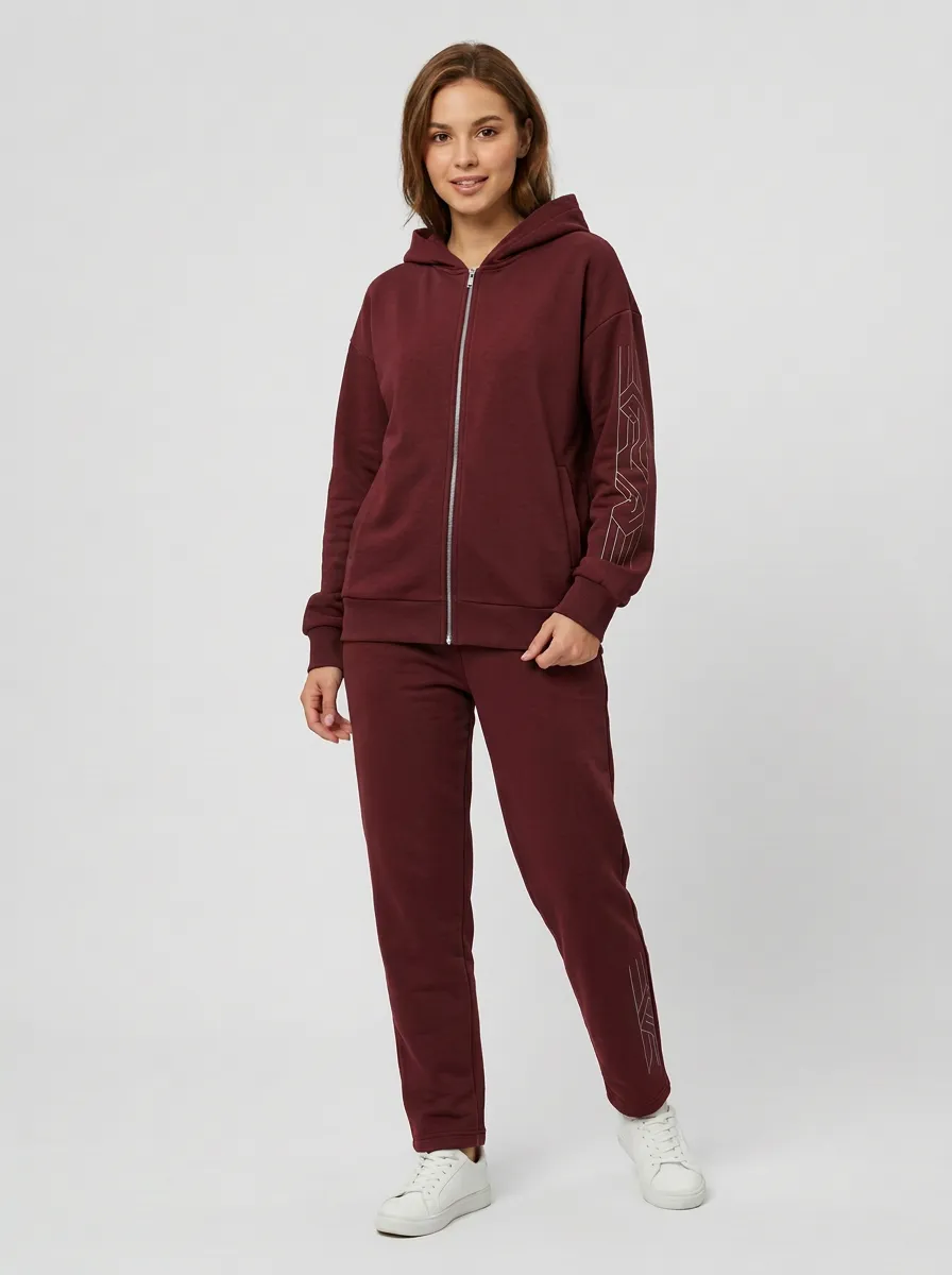 Women's Charcoal Zip-Up Hoodie Jacket & Jogger Set