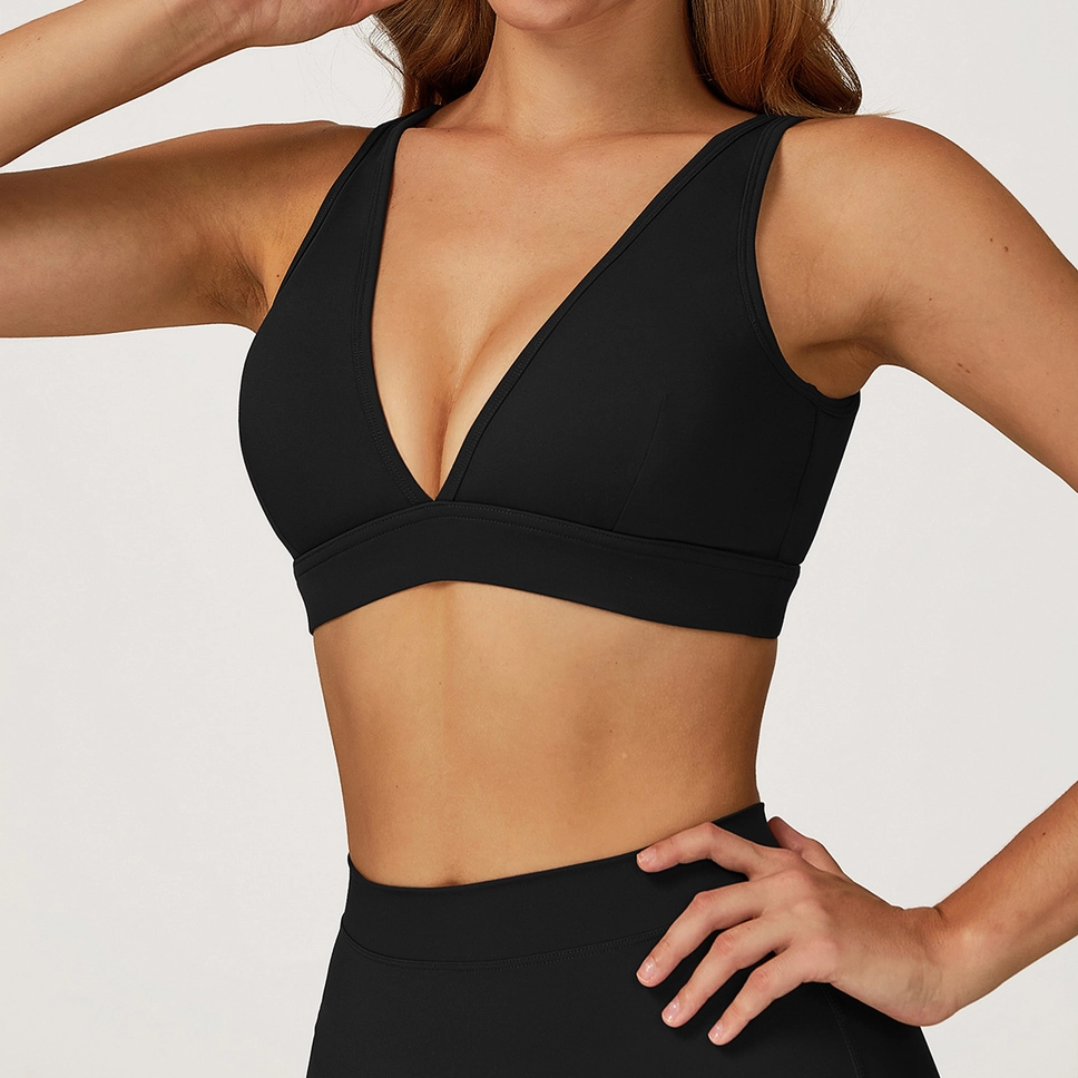 Deep V-Neck Sports Bra