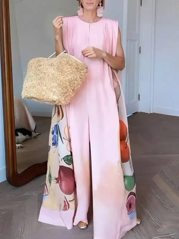 Losse Mouwloze Jumpsuits Met Ronde Hals En Bloemenprint Collection