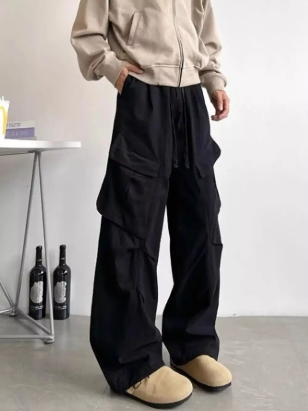 Textured Men's Plus Size Loose Fit Cargo Pants