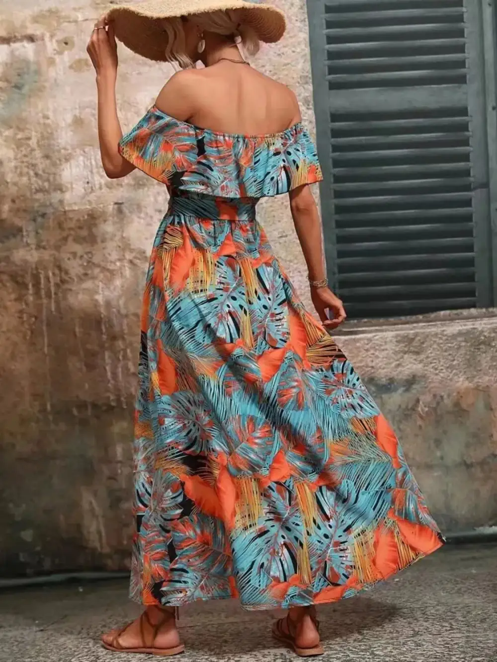 Ruffle Trim Maxi Dress