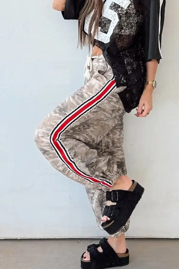 Active Striped Camo Print Pants