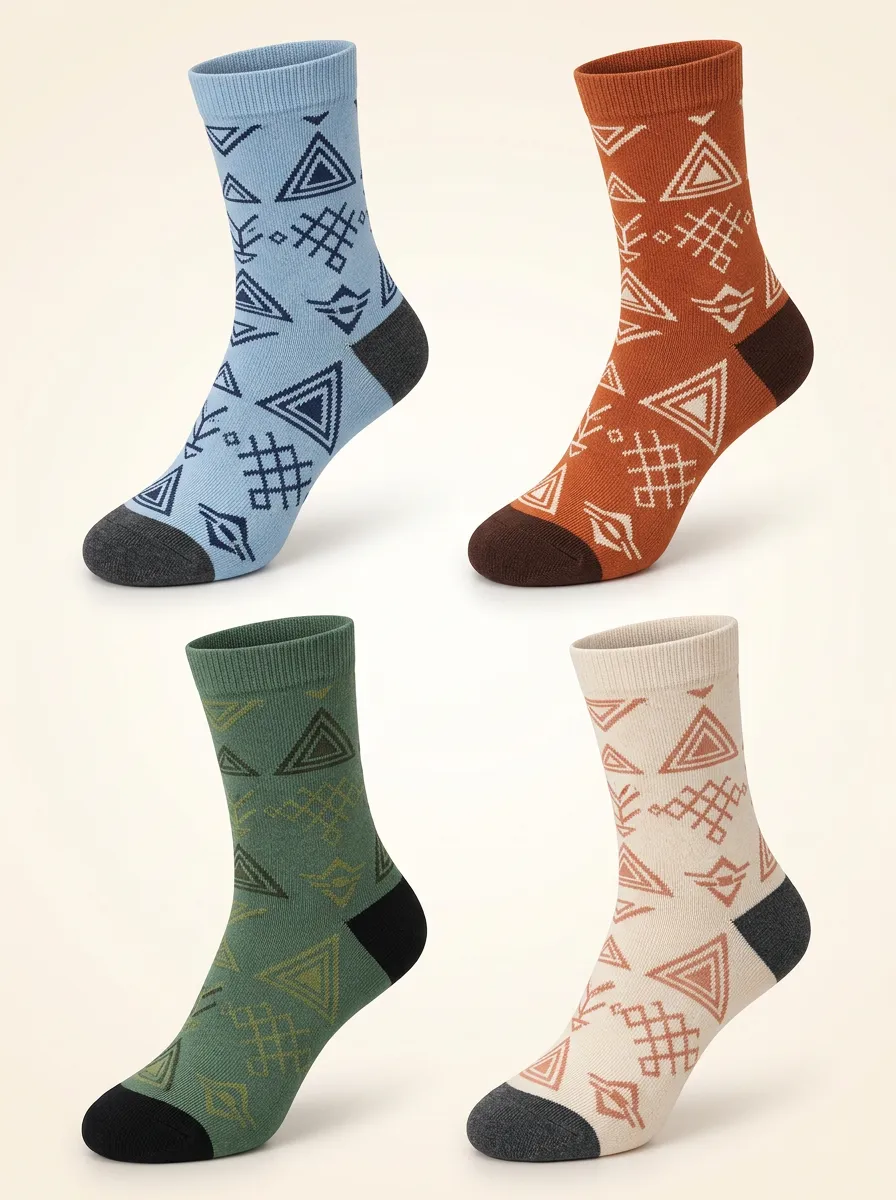 Unisex Decorative Tribal Inspired Everyday Sock Multipack