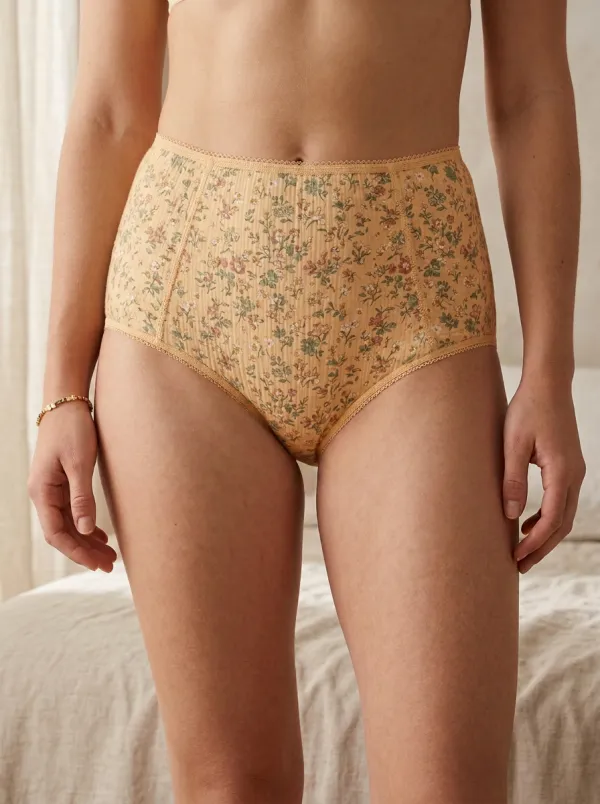 Women's Cottagecore Floral Pattern Printed High-Waisted Panties