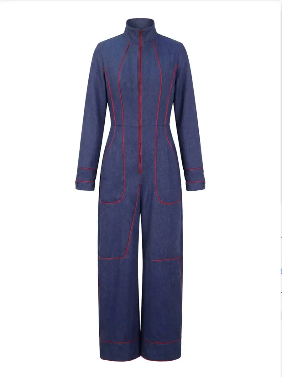 Jumpsuits Met Lange Mouwen En Wijde Pijpen Rits