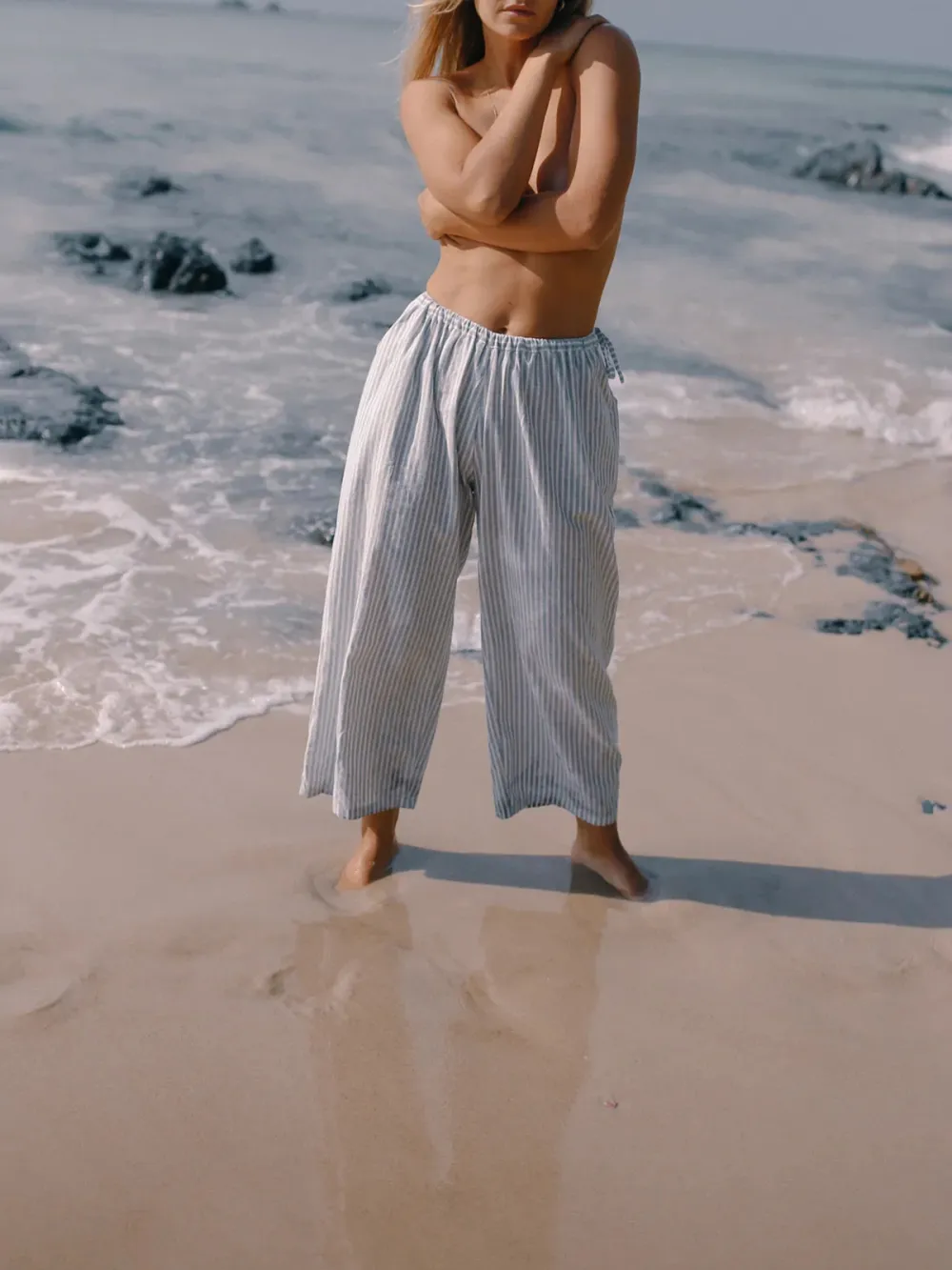 Casual Style Pant Blue Stripe