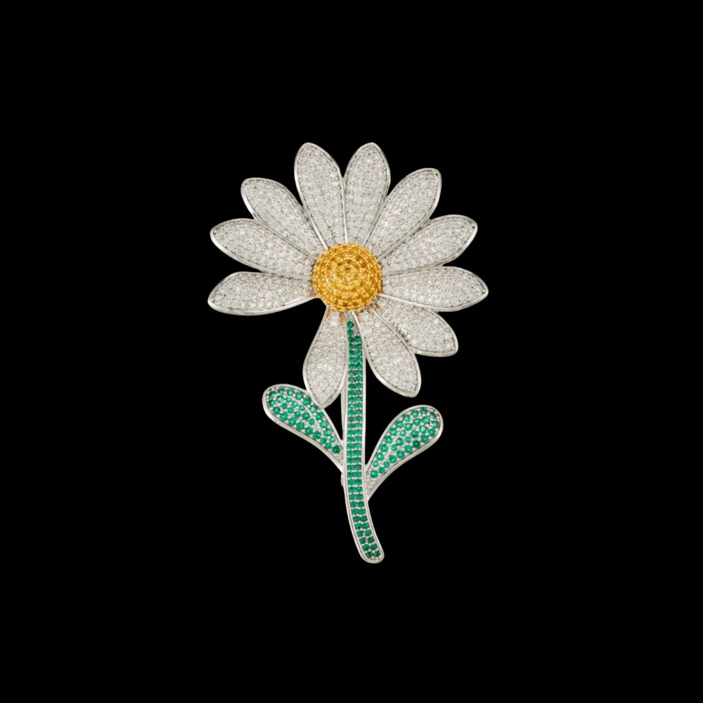 Crystal Daisy Lapel Brooch