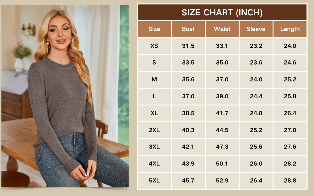 Women's Wool Blend Classic Crew Neck Casual Fall Sweaters