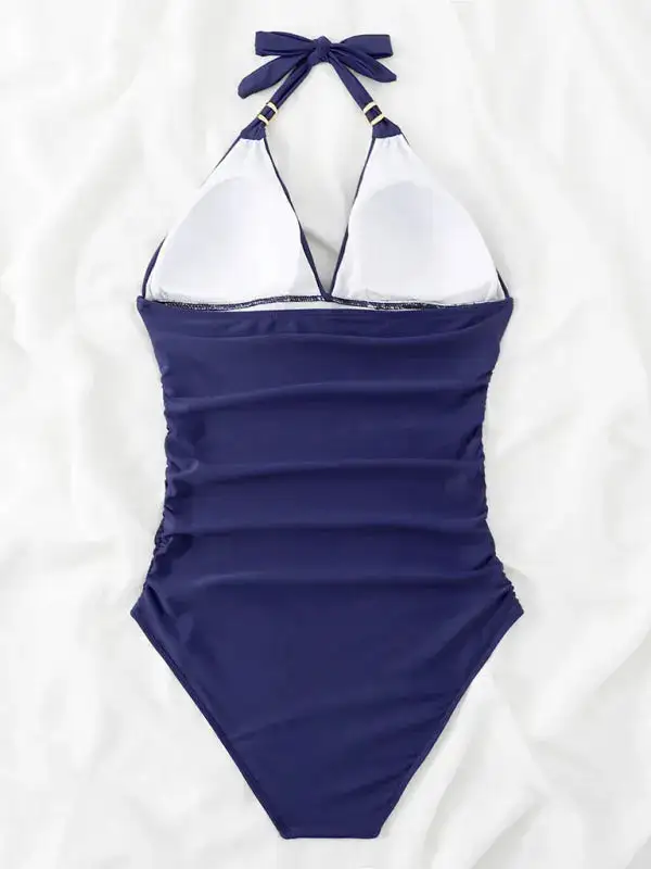 Modest Halter Backless One Piece Swimsuit