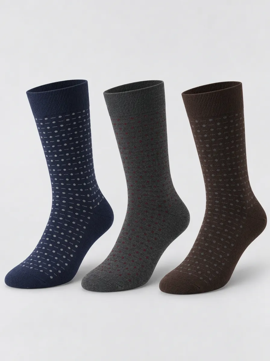 Men's Multicolor Geometric Pattern Crew Crew Socks 3-Pack