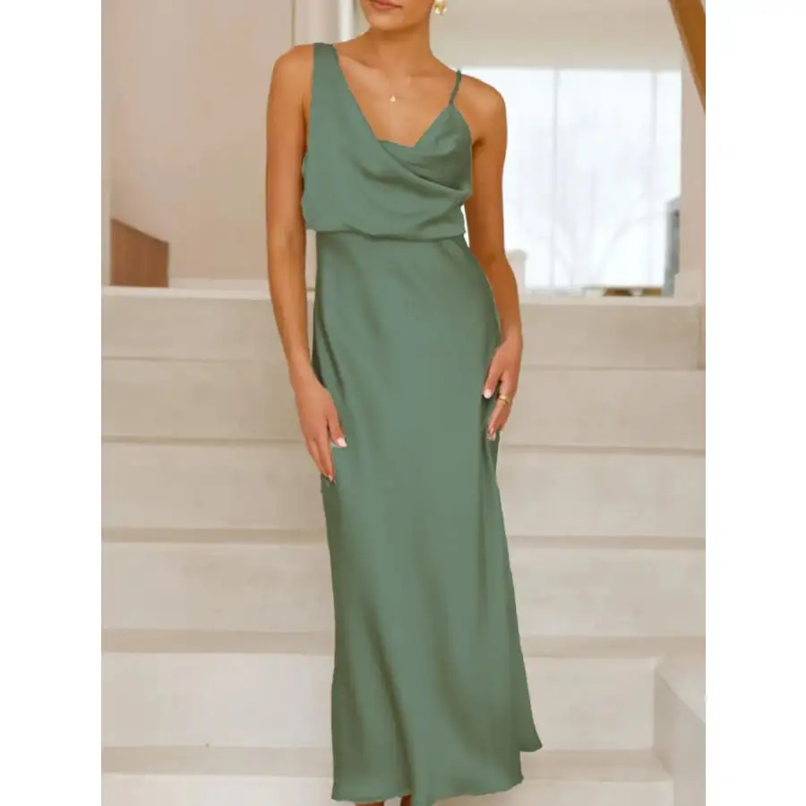 Satin Asymmetrical Midi Dress