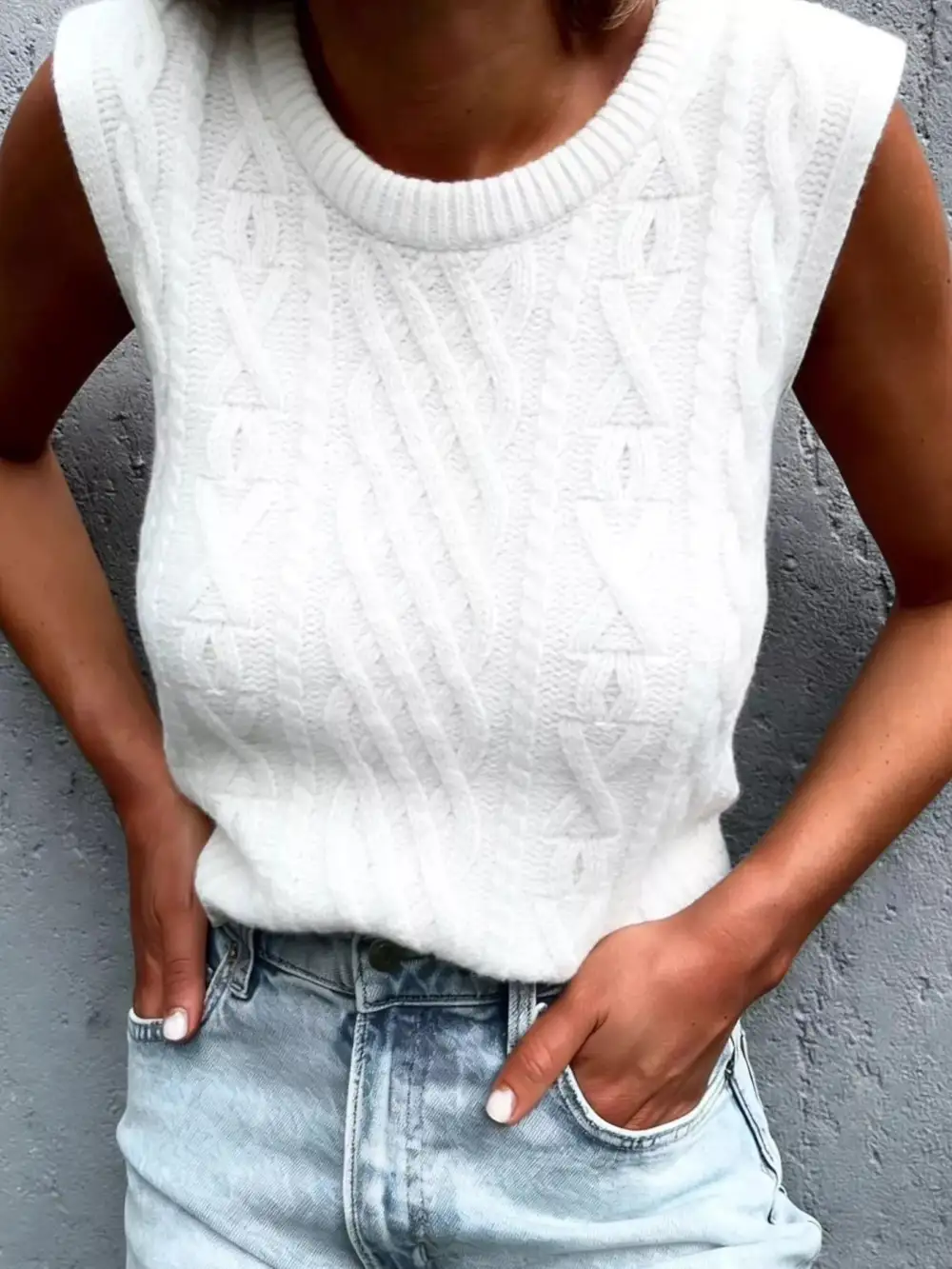 Textured Cable Knit Sweater Vest