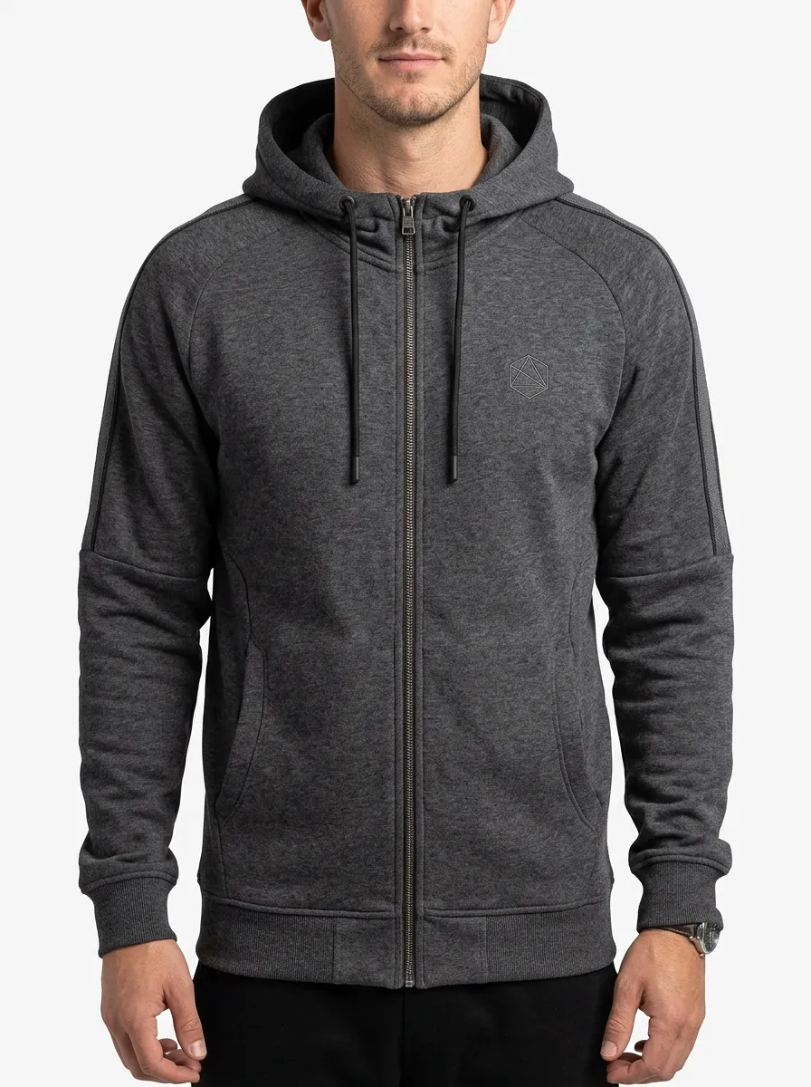Relaxed Geometric Zip-Up Silhouette Men's Sport Jacket