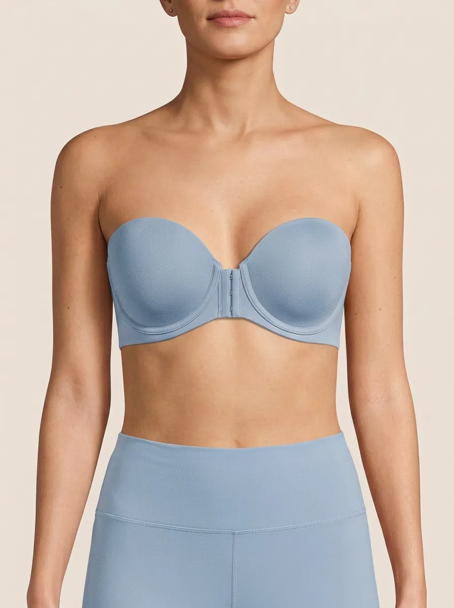 Women's Structured-Cup Rounded-Cup Front-Closure Strapless Bra