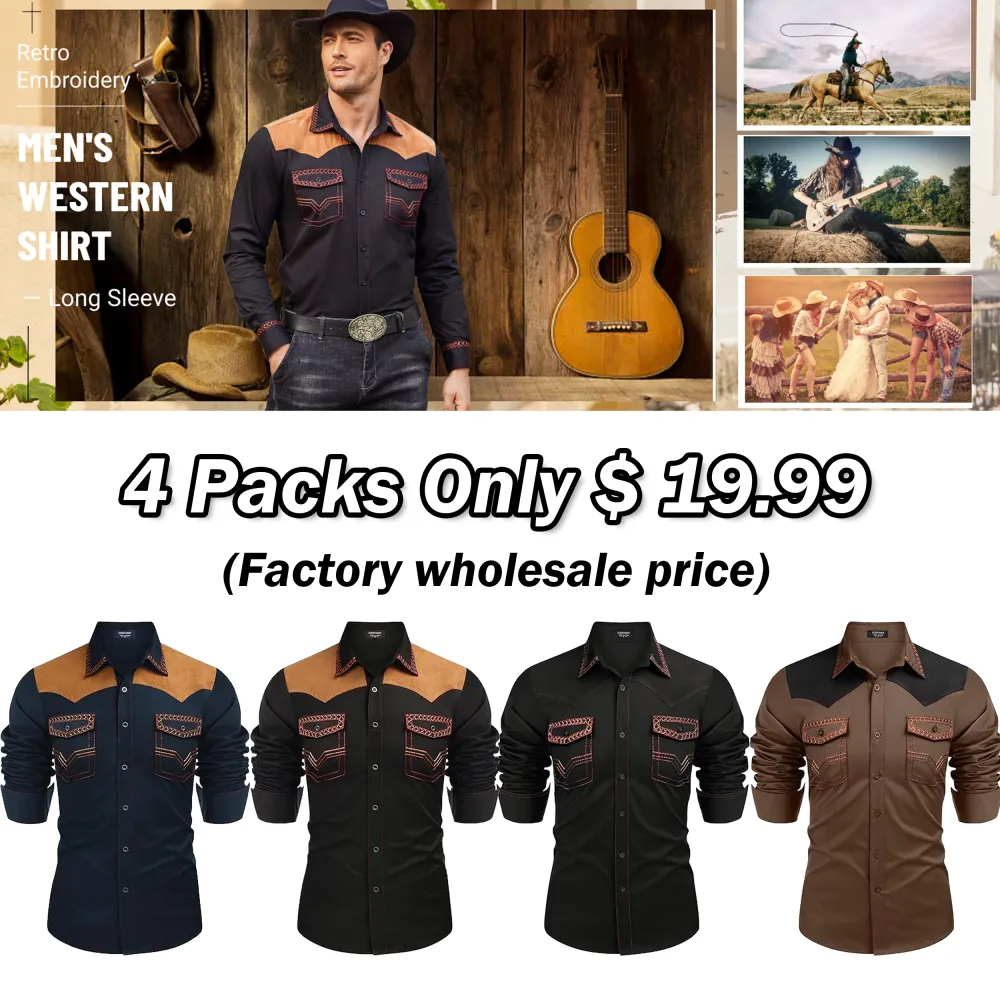 🤠 Men’s Embroidered Western Cowboy Shirt – Rugged Charm. Timeless Style.