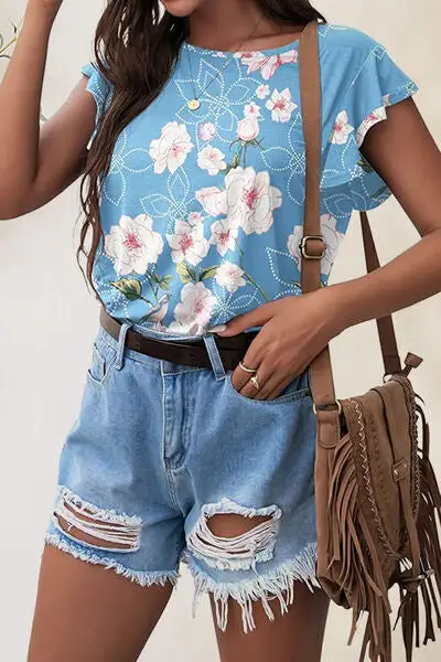 Cozy Round-Neck Short-Sleeve Cotton T-Shirt
