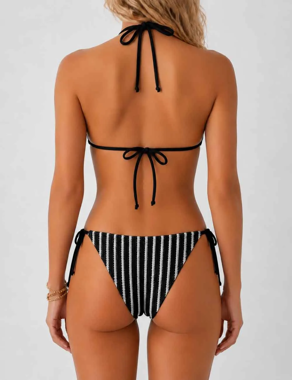 Crochet Triangle Three Piece Bikini Set with Cover Up Shorts