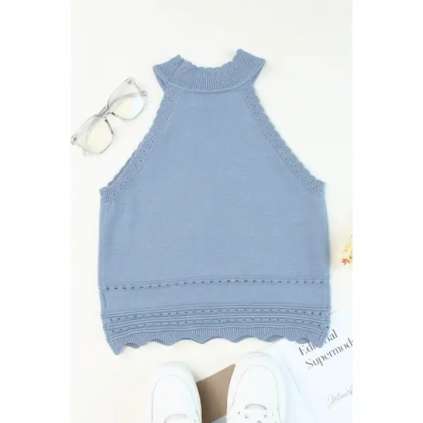 Eyelet Mock Neck Tank