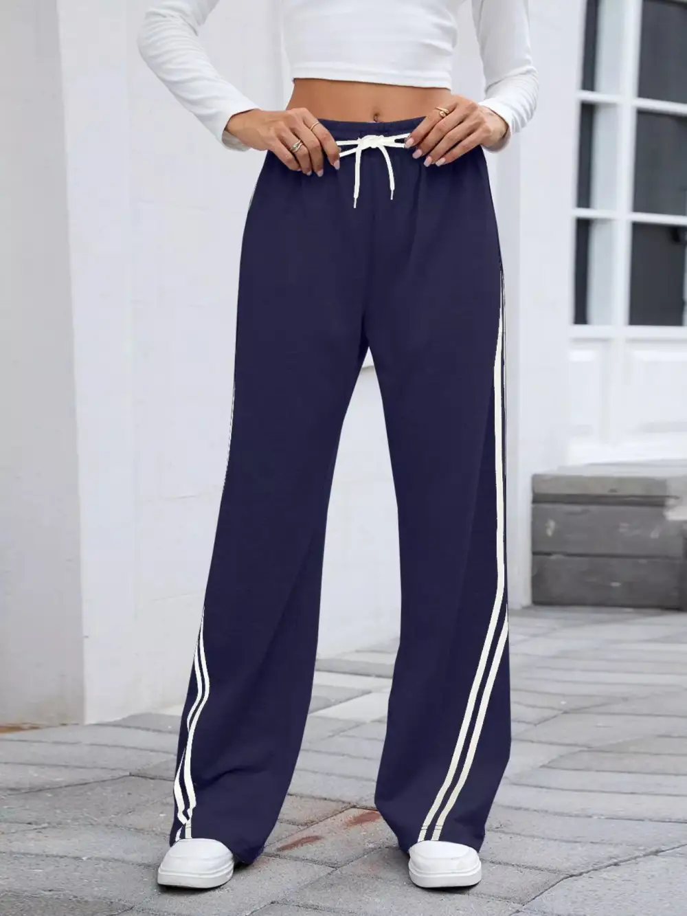 Side Striped Wide Leg Pants