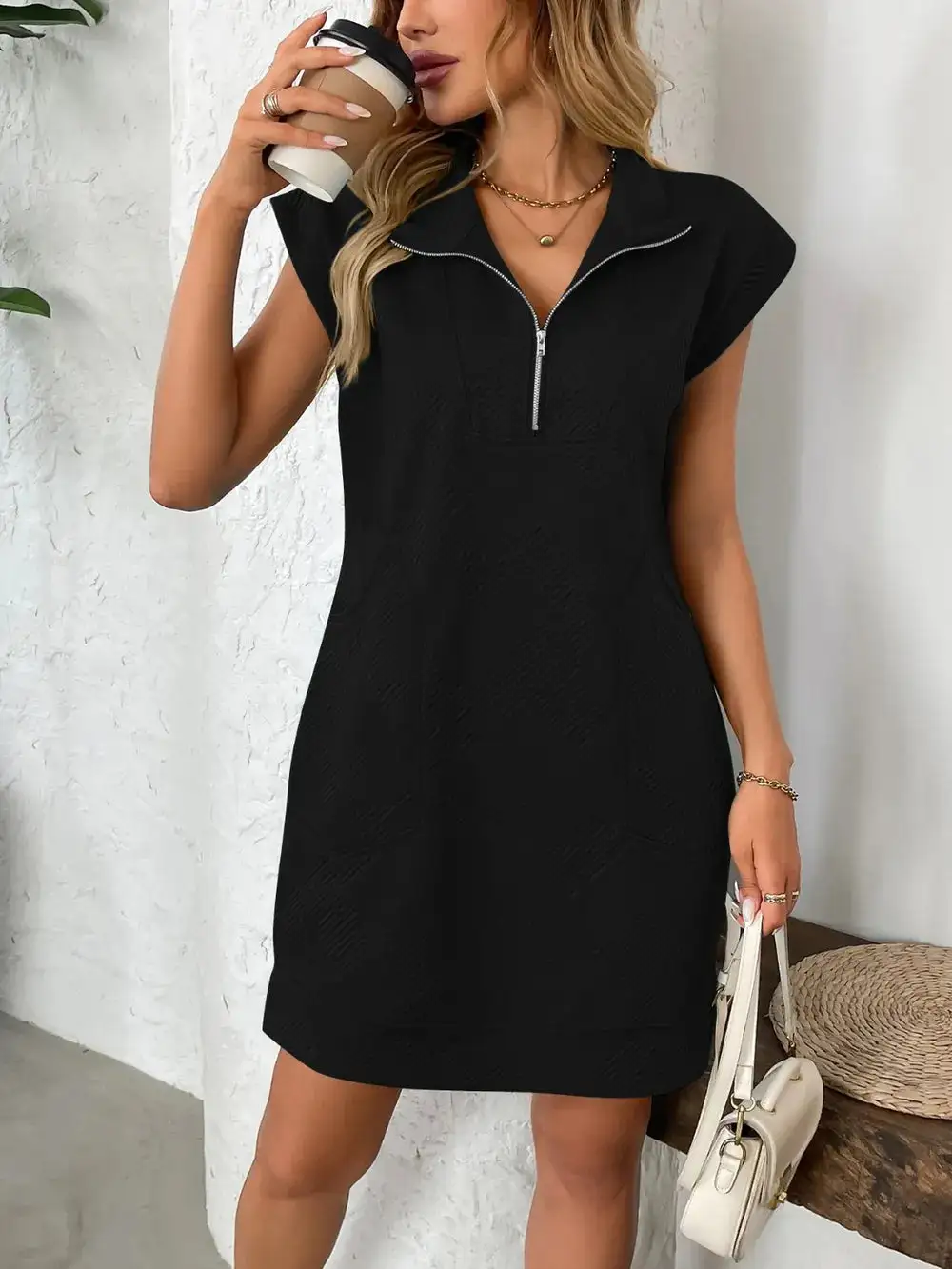 Easy Fit Textured Mini Dress